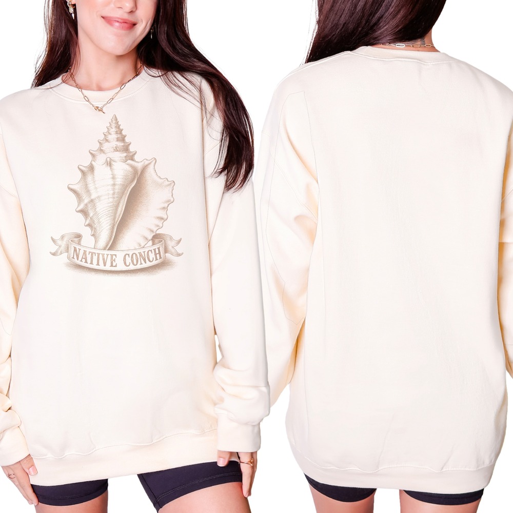 Native Conch Shell Rising from Ribbon Banner Sweatshirt - Picture 5 of 6